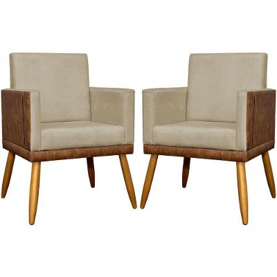 Kit 2 Poltronas Decorativas Lis Nude Corino Suede Clique & Decore