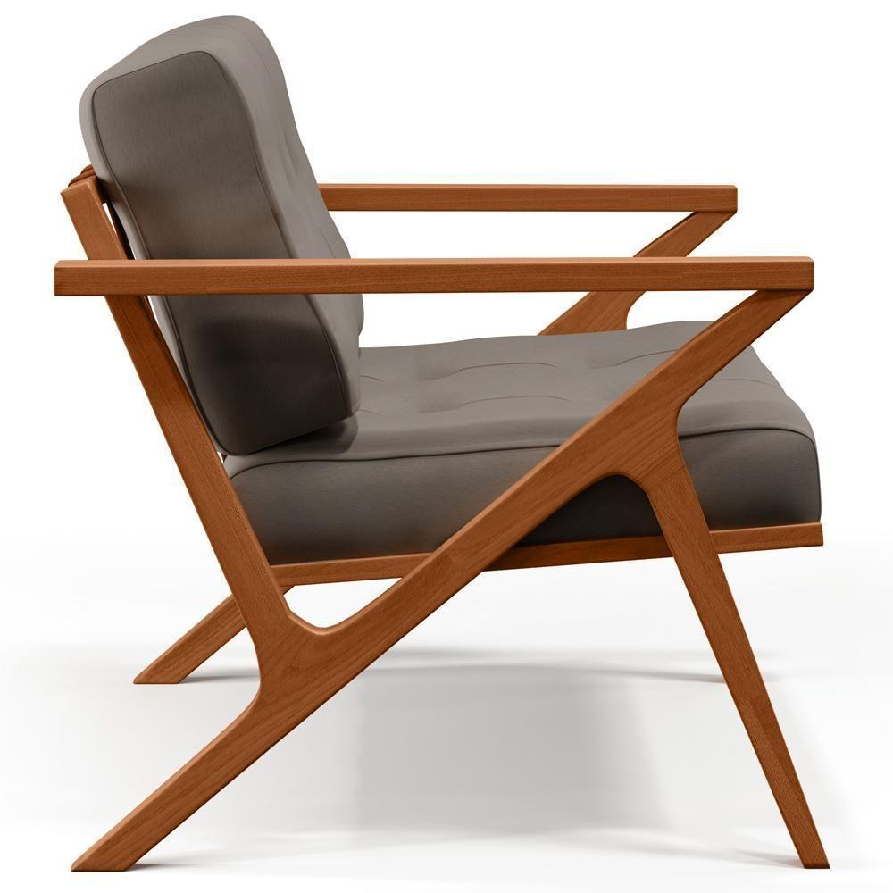 Poltrona Decorativa Sala De Estar Com Cintas De Corano Laís B04 Linho Bege - 4