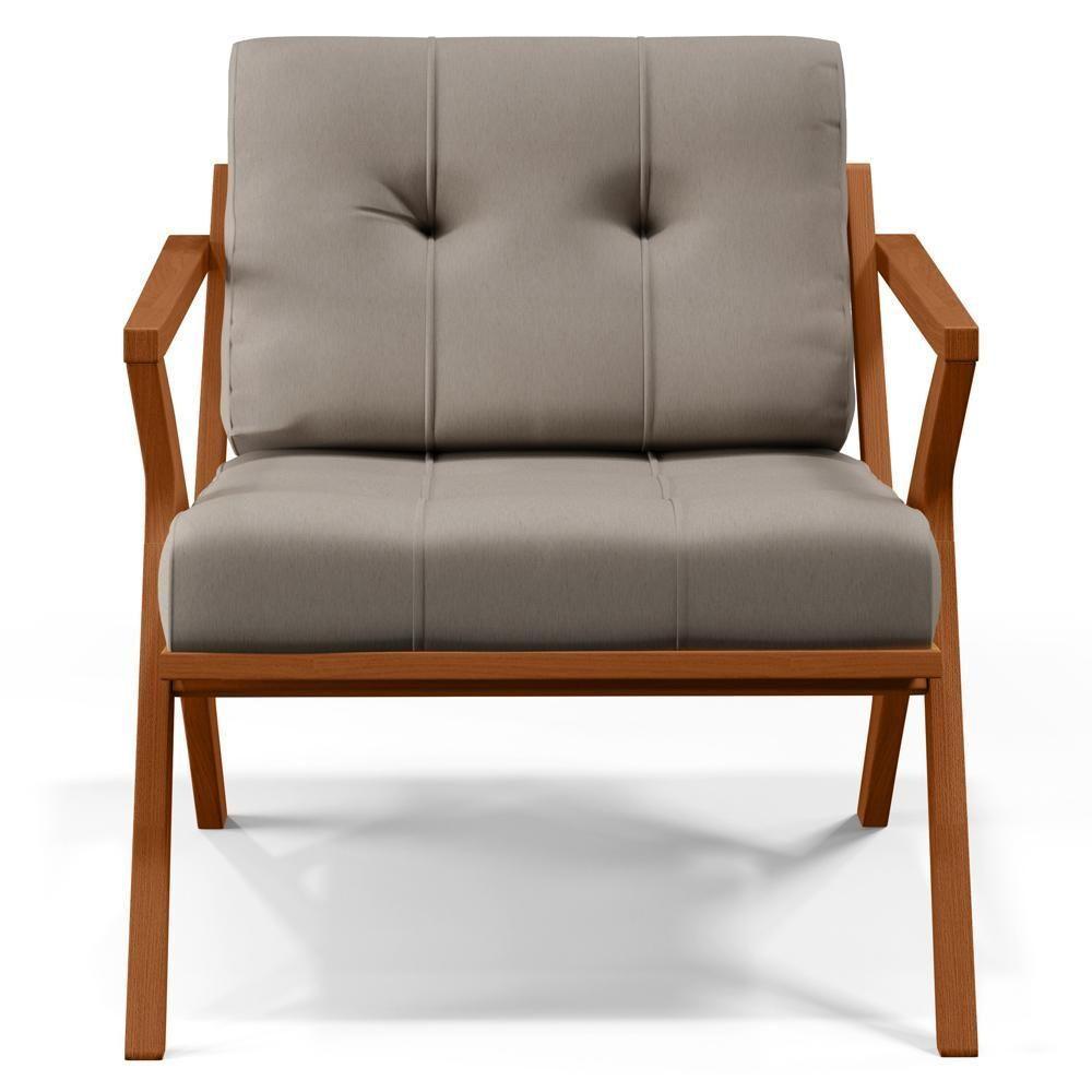 Poltrona Decorativa Sala De Estar Com Cintas De Corano Laís B04 Linho Bege - 7