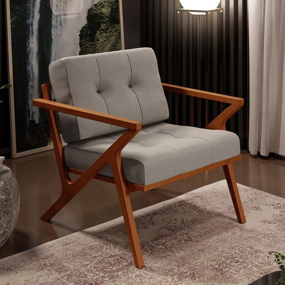 Poltrona Decorativa Sala De Estar Com Cintas De Corano Laís B04 Linho Bege - 8