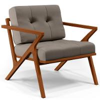 Poltrona Decorativa Sala De Estar Com Cintas De Corano Laís B04 Linho Bege - 1