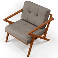 Poltrona Decorativa Sala De Estar Com Cintas De Corano Laís B04 Linho Bege - 3