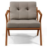 Poltrona Decorativa Sala De Estar Com Cintas De Corano Laís B04 Linho Bege - 7