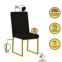 Kit 8 Cadeiras Para Mesa De Jantar Base Industrial Dourado Balaqui Preto