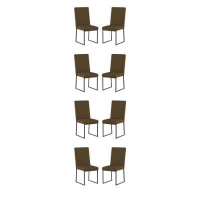 Kit 8 Cadeiras Para Mesa De Jantar Base Industrial Preto Balaqui Marrom