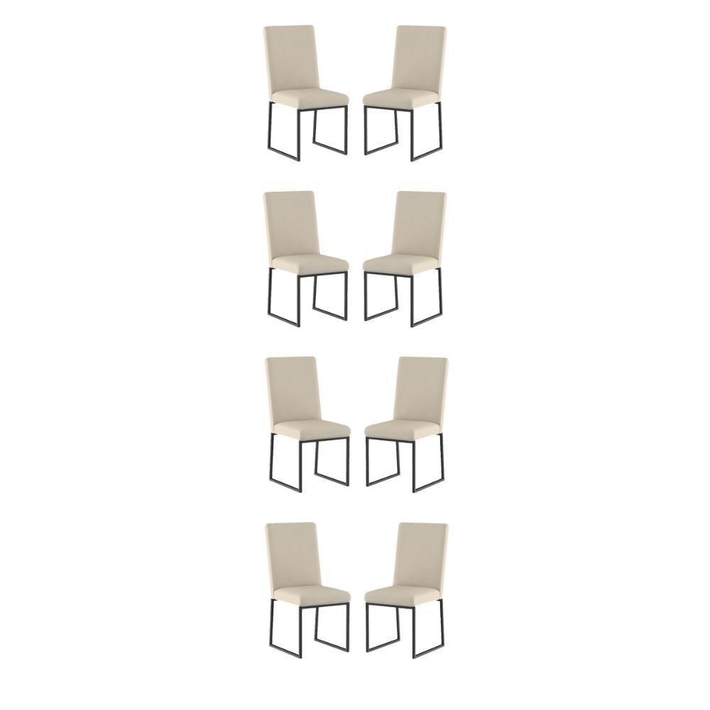 Kit 8 Cadeiras Para Mesa De Jantar Base Industrial Preto Balaqui Cor:bege Bege - 1