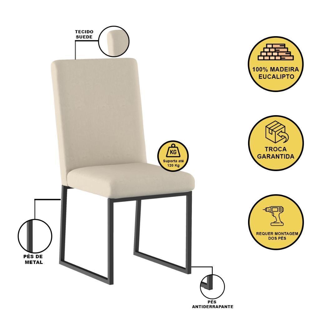Kit 8 Cadeiras Para Mesa De Jantar Base Industrial Preto Balaqui Cor:bege Bege - 2