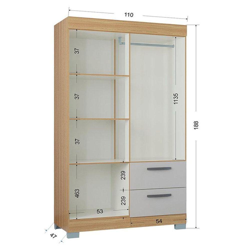 Cômoda 867 4 Gavetas E Guarda Roupa Solteiro Tóquio 4 Portas Damasco Off White - Poquema - 5