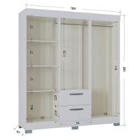 Cômoda 867 4 Gavetas E Guarda Roupa Casal Tóquio 6 Portas Branco Brilho - Poquema - 2