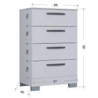 Cômoda 867 4 Gavetas E Guarda Roupa Solteiro Tóquio 4 Portas Branco Brilho - Poquema - 6