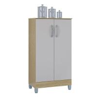 Cômoda 868 4 Gavetas E 1 Porta Com Armário Multiuso 2 Portas Pequeno Damasco Off White - Poquema - 3