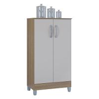 Cômoda 868 4 Gavetas E 1 Porta Com Armário Multiuso 2 Portas Pequeno Castanho Off White - Poquema - 3