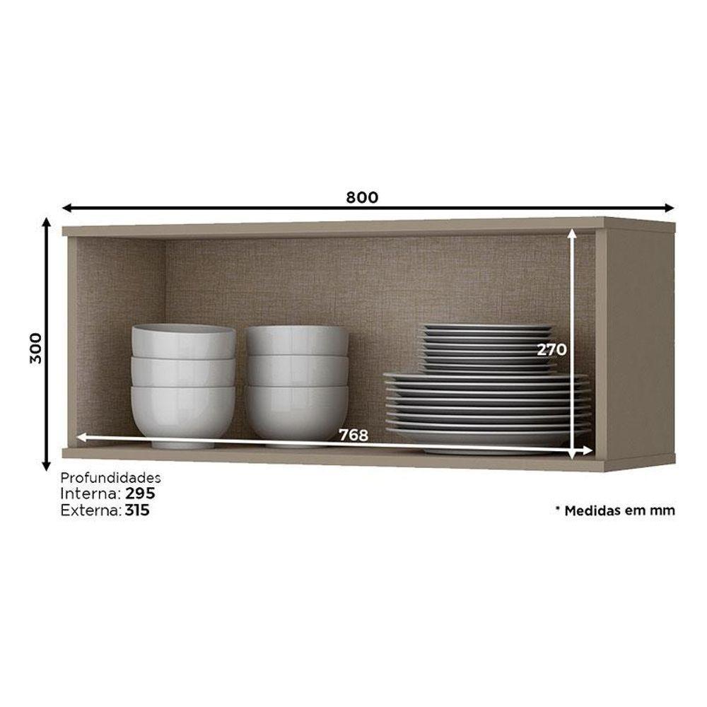 Armário Aéreo Connect 1 Porta Basculante 80 Cm Duna Cristal - Henn - 2