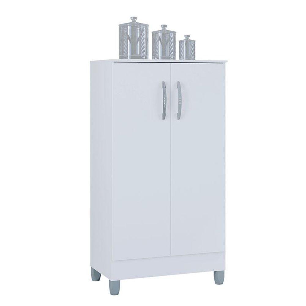 Cômoda 867 4 Gavetas Com Armário Multiuso 2 Portas Pequeno Branco Brilho - Poquema - 3