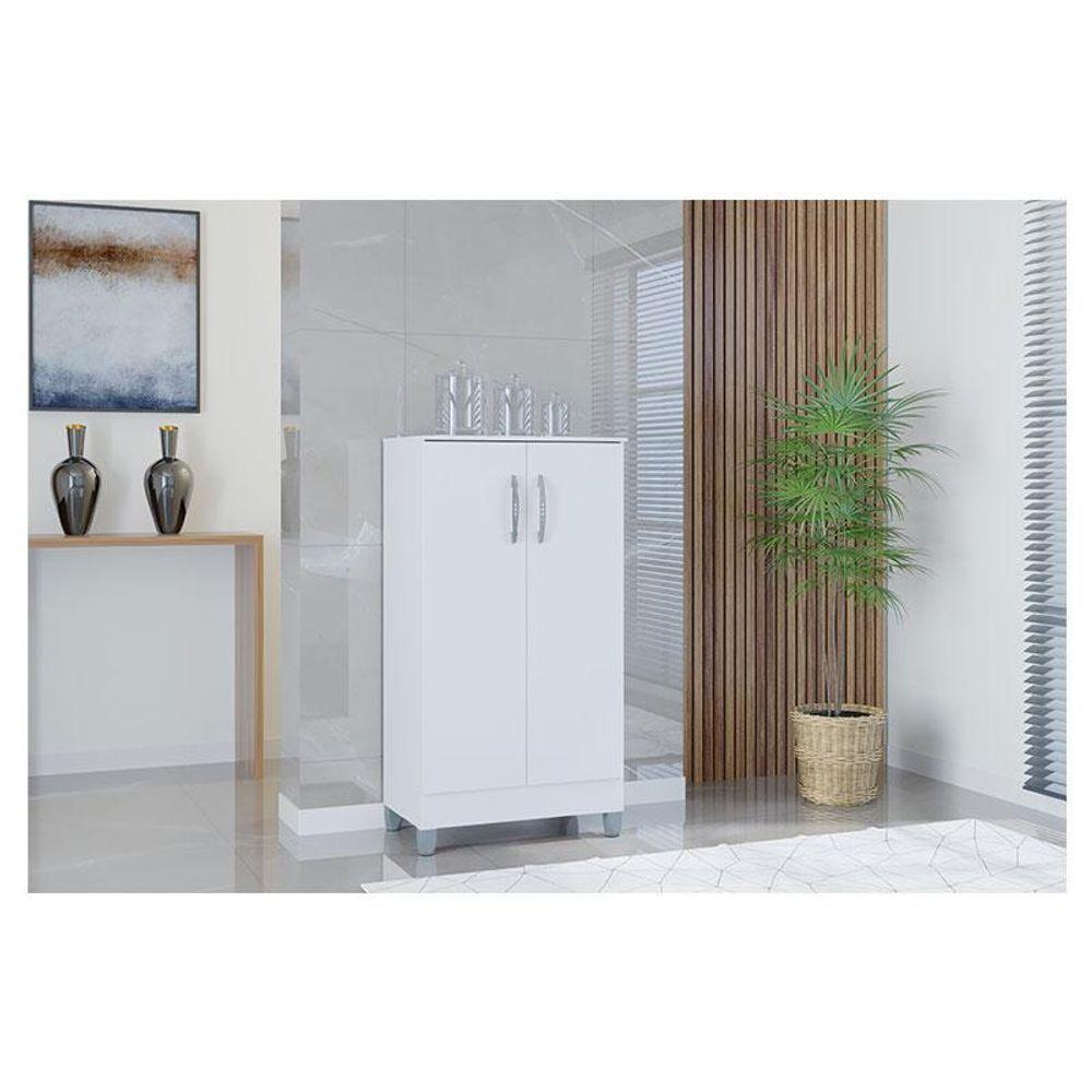 Cômoda 867 4 Gavetas Com Armário Multiuso 2 Portas Pequeno Branco Brilho - Poquema - 4