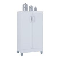 Cômoda 867 4 Gavetas Com Armário Multiuso 2 Portas Pequeno Branco Brilho - Poquema - 3