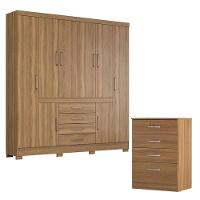 Cômoda Astral E Guarda Roupa Casal New Realce Amêndola Touch - Demóbile - 1