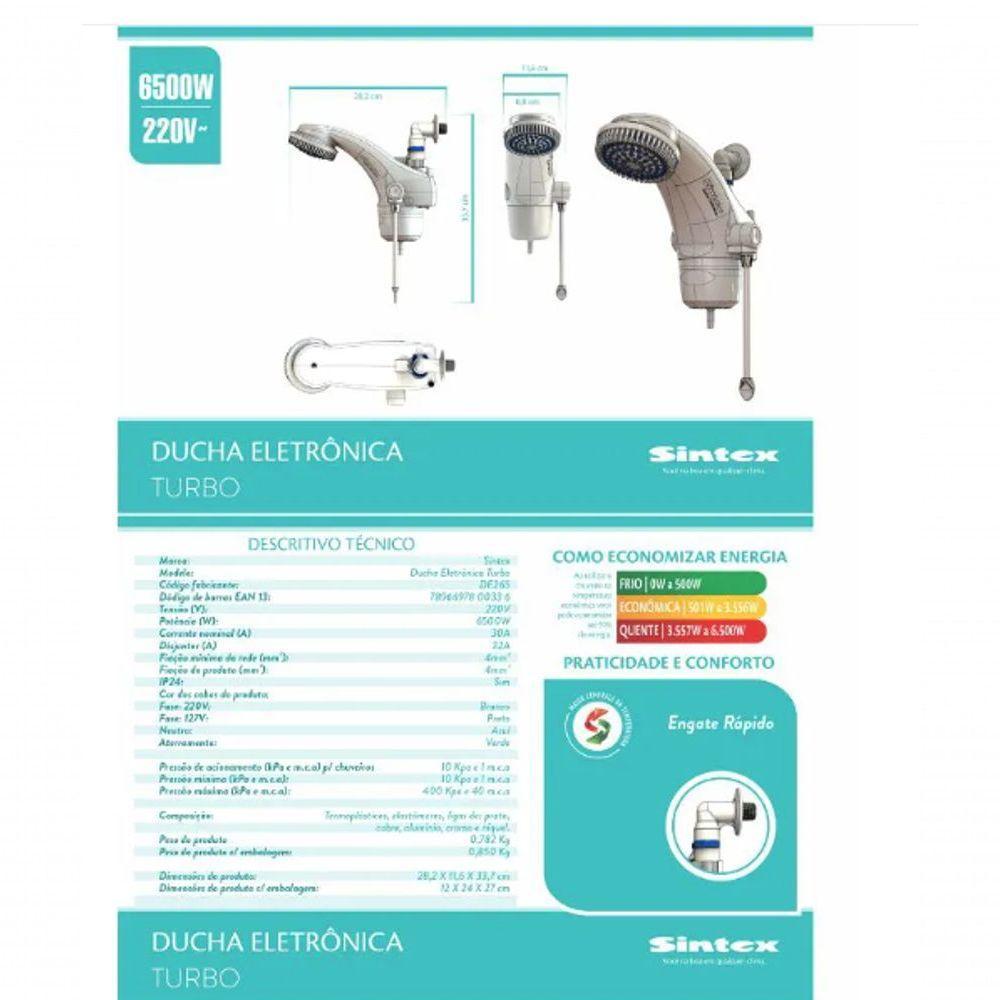 Chuveiro Ducha Eletrônica 220v 7000w Branco Sintex - 3