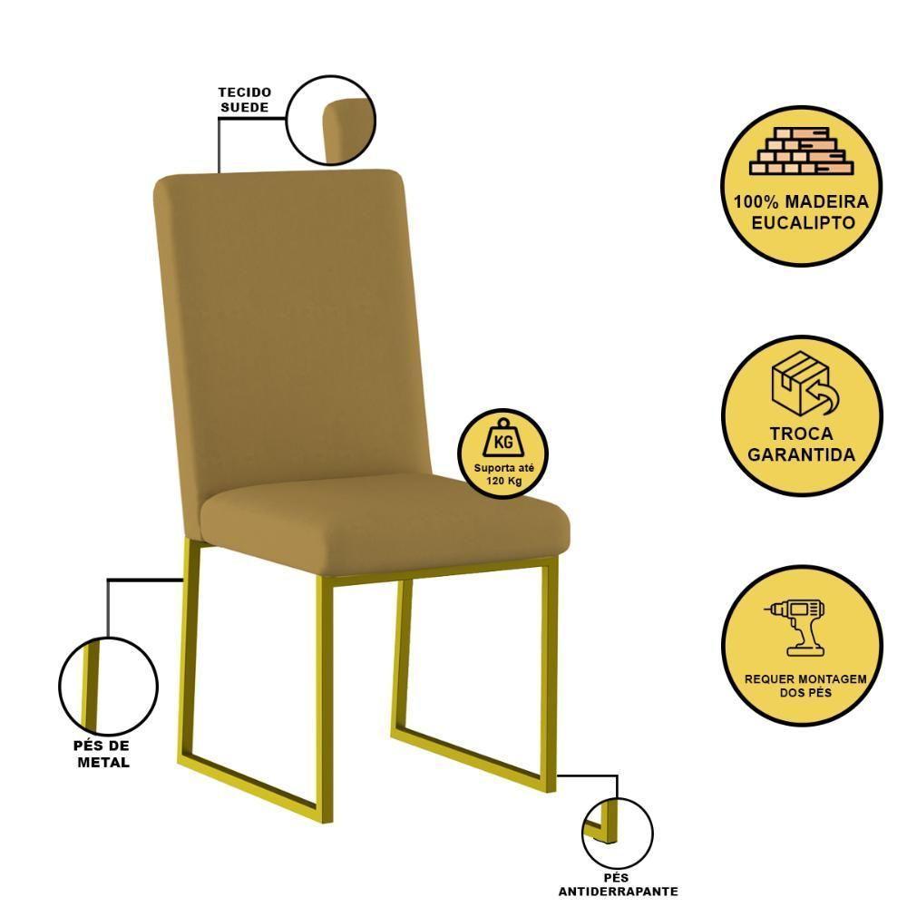 Kit 4 Cadeiras Para Mesa De Jantar Base Industrial Dourado Balaqui Capuccino - 2