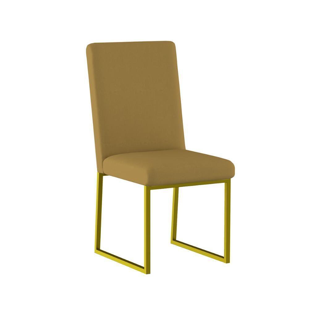 Kit 4 Cadeiras Para Mesa De Jantar Base Industrial Dourado Balaqui Capuccino - 3