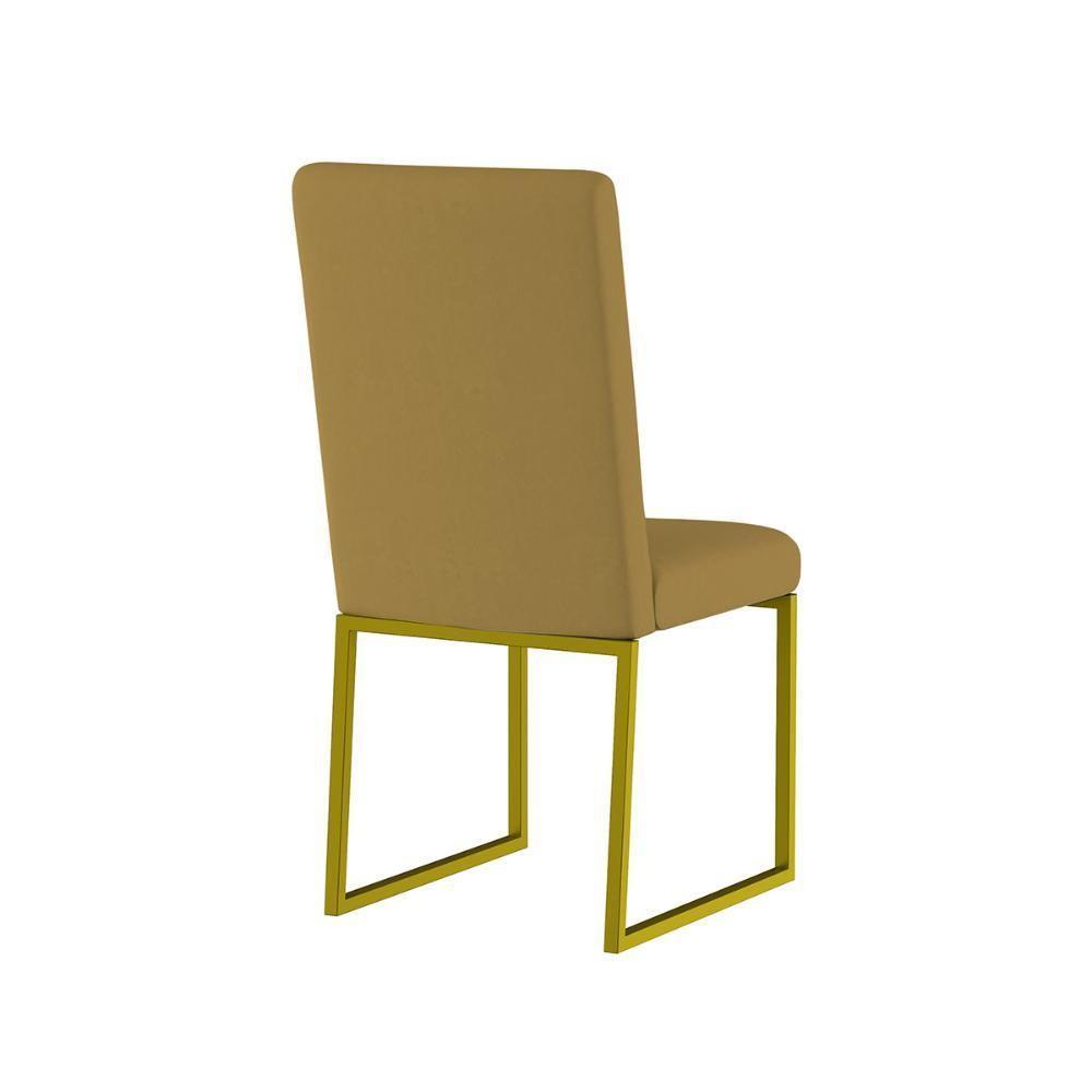 Kit 4 Cadeiras Para Mesa De Jantar Base Industrial Dourado Balaqui Capuccino - 5