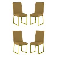 Kit 4 Cadeiras Para Mesa De Jantar Base Industrial Dourado Balaqui Capuccino - 1