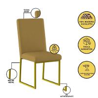 Kit 4 Cadeiras Para Mesa De Jantar Base Industrial Dourado Balaqui Capuccino - 2