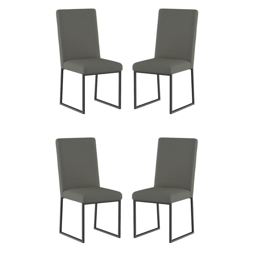 Kit 4 Cadeiras Para Mesa De Jantar Base Industrial Preto Balaqui Cinza - 1