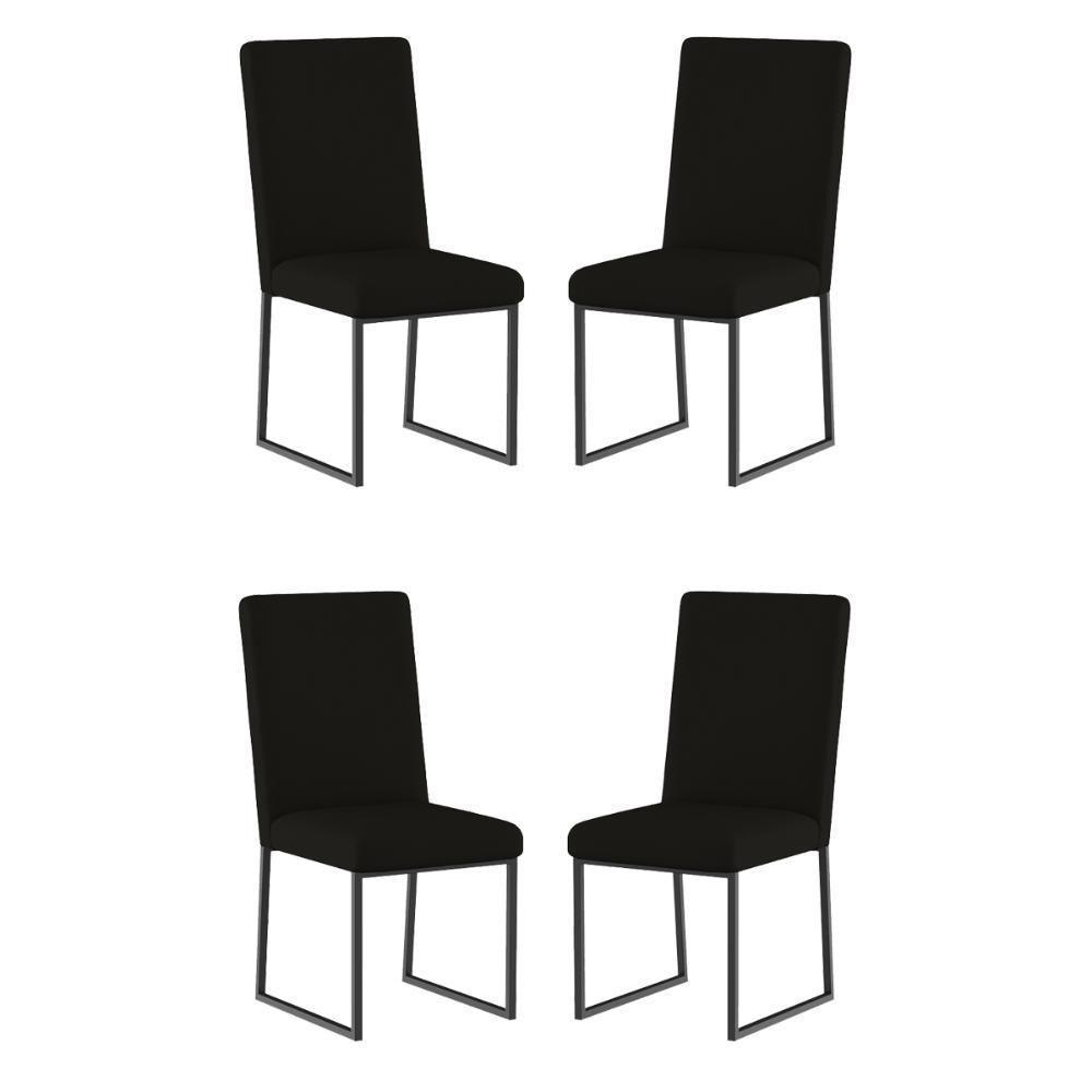 Kit 4 Cadeiras Para Mesa De Jantar Base Industrial Preto Balaqui Preto - 1