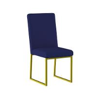 Kit 4 Cadeiras Para Mesa De Jantar Base Industrial Dourado Balaqui Azul Marinho - 5
