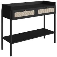 Aparador Para Sala De Estar 2 Gavetas Pés Madeira Moss A03 Nero Preto - 2