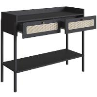 Aparador Para Sala De Estar 2 Gavetas Pés Madeira Moss A03 Nero Preto - 3