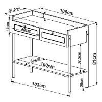 Aparador Para Sala De Estar 2 Gavetas Pés Madeira Moss A03 Nero Preto - 6
