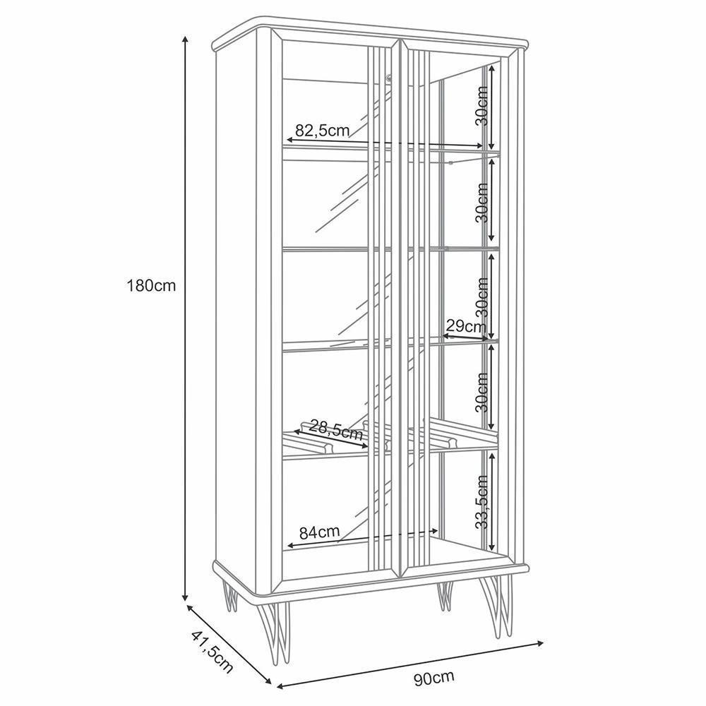 Kit Aparador Buffet Bar Living Santiago Com Cristaleira Adega Síria B01 Off White - 9