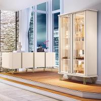 Kit Aparador Buffet Bar Living Santiago Com Cristaleira Adega Síria B01 Off White - 6