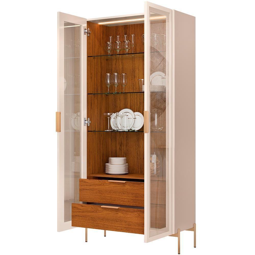 Kit Aparador Buffet Lia Com Cristaleira Tarsila Orgânico D05 Off White Freijó - 6