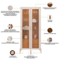 Kit Aparador Buffet Lia Com Cristaleira Tarsila Orgânico D05 Off White Freijó - 8