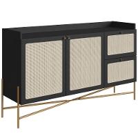 Aparador Buffet Para Sala De Jantar 139cm Industrial Indy A03 Nero Dourado - 1