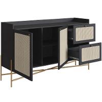 Aparador Buffet Para Sala De Jantar 139cm Industrial Indy A03 Nero Dourado - 2
