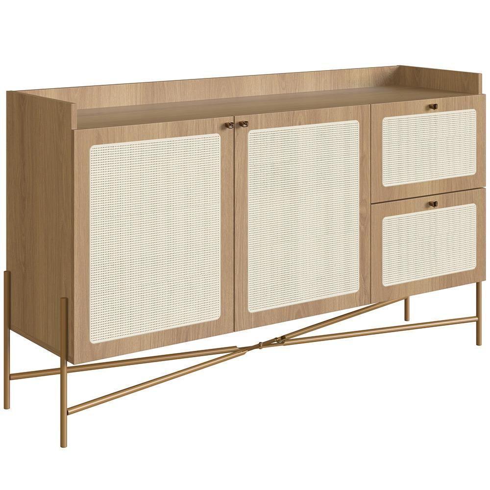 Aparador Buffet Para Sala De Jantar 139cm Industrial Indy A03 Hanover Dourado - 1