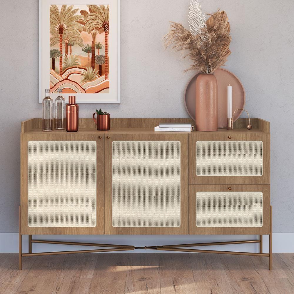 Aparador Buffet Para Sala De Jantar 139cm Industrial Indy A03 Hanover Dourado - 2