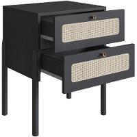 Cabeceira Solteiro 90cm E 1 Mesa Lateral 2 Gavetas Madeira Moss A03 Nero Preto - 3