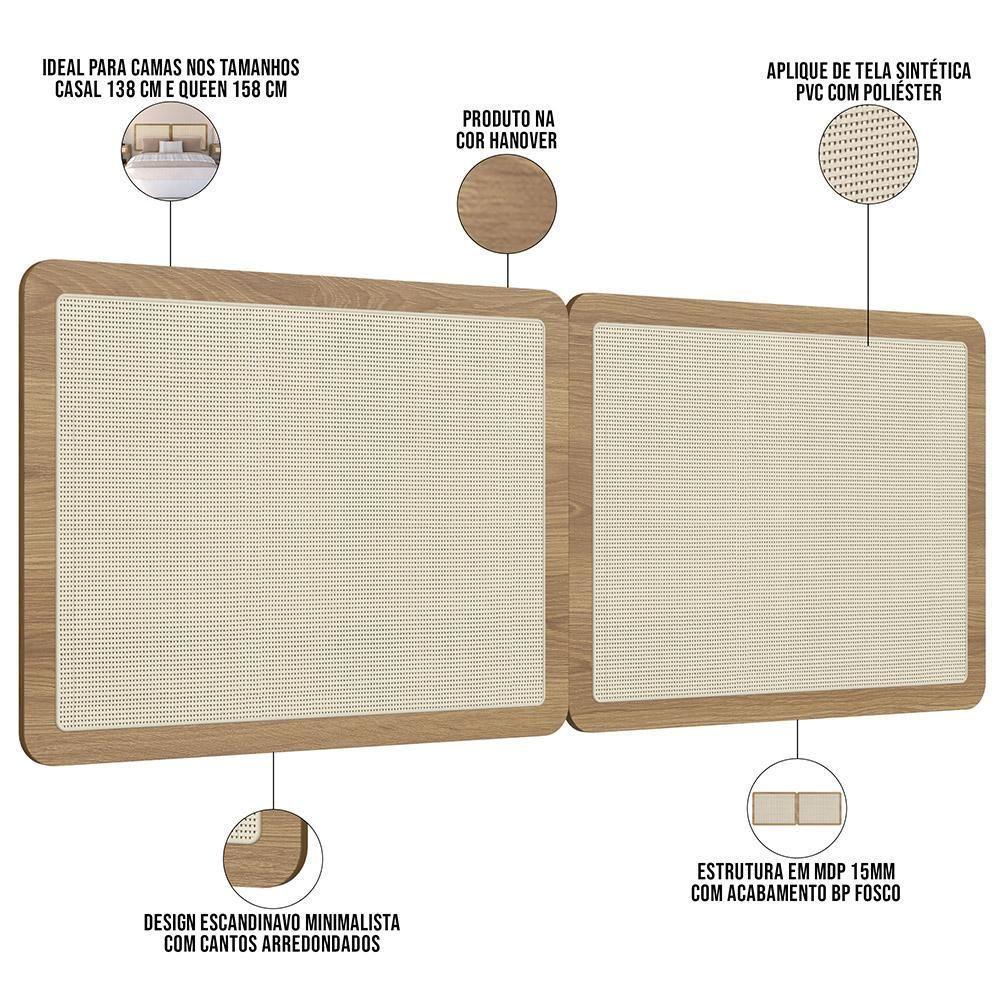 Cabeceira Cama Box Casal Queen Painel Com Telinha 160cm Moss A03 Hanover - 3