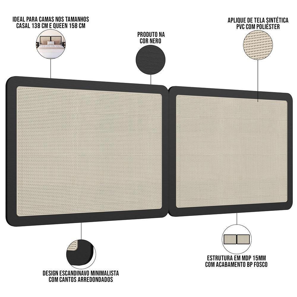 Cabeceira Cama Box Casal Queen Painel Com Telinha 160cm Moss A03 Nero - 3