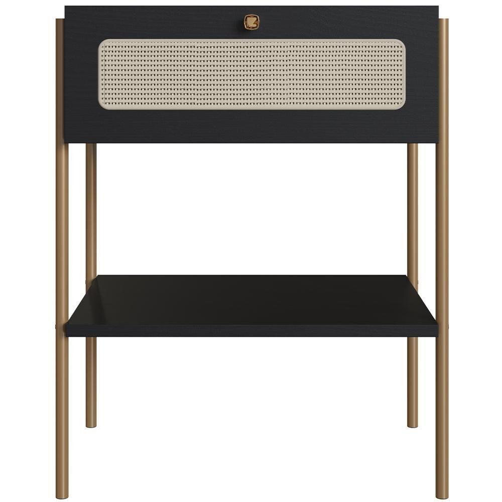 Cabeceira Solteiro 90cm E 1 Mesa Lateral 1 Gaveta Industrial Indy A03 Nero - 2