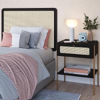 Cabeceira Solteiro 90cm E 1 Mesa Lateral 1 Gaveta Industrial Indy A03 Nero - 6