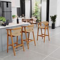 Banqueta Alta Para Cozinha Bancada Bar Sala De Jantar Fixa Cecília L02 Linho Bege Escuro - 6