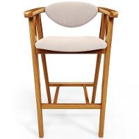 Banqueta Alta Para Cozinha Bancada Bar Sala De Jantar Fixa Cecília L02 Suede Bege - 1