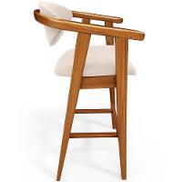 Banqueta Alta Para Cozinha Bancada Bar Sala De Jantar Fixa Cecília L02 Suede Bege - 3