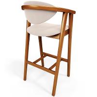 Banqueta Alta Para Cozinha Bancada Bar Sala De Jantar Fixa Cecília L02 Suede Bege